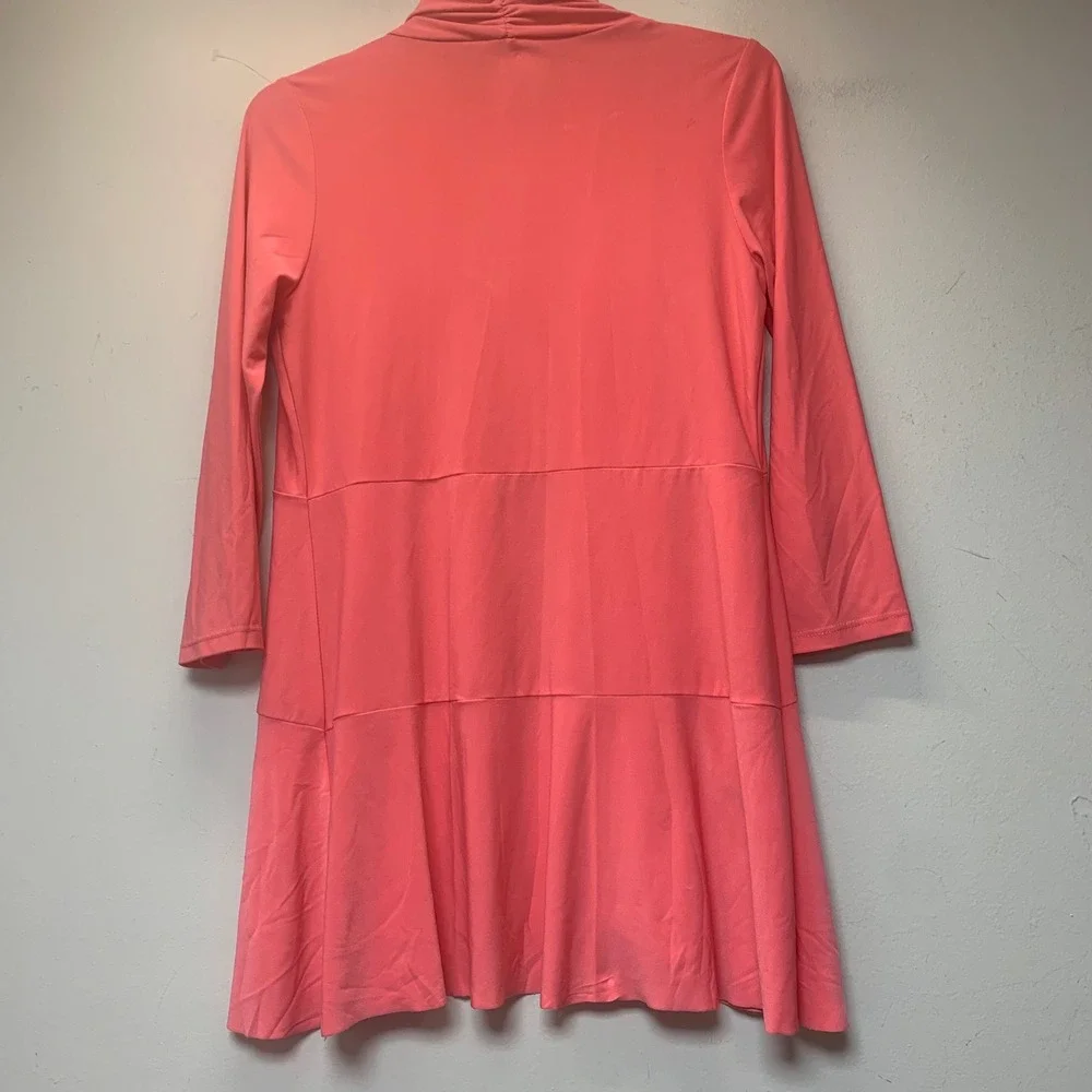Claudia Richard Cardigan Womens Small Coral Excellent Draped Waterfall Tiered